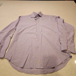 TAILORBYRD Men's Plaid Long Sleeve Button Shirt Size Medium Purple cotton